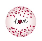 Cumpara ieftin Insigna rotunda Love cu inimioare rosii si roz, model romantic 58 mm