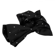 Clamă Păr, Funda Satinată cu Strass, Negru, 9cm pentru Femei