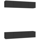 Cumpara ieftin Dulapuri TV, 4 buc., negru, 80x30x30 cm, lemn prelucrat