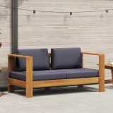 VidaXL Bancă de grădină cu perne, gri, 140 cm, lemn masiv de acacia 47276