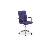Scaun birou copii SL Q022, ergonomic, cadru otel, piele ecologica, inaltime ajustabila, roti pivotante, 60 Kg, mov