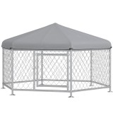 PawHut Cusca de 2,1 x 1,85 x 1,2 m, Tarc pentru Caini, Argintiu | Aosom Romania