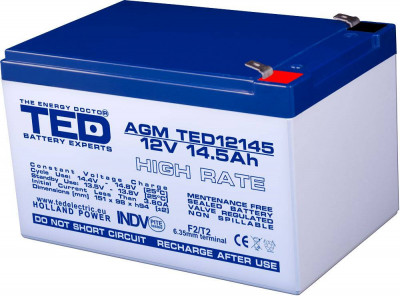 Acumulator 12V 14.5A AGM VRLA High Rate 151x98x95mm F2 TED Battery Expert Holland foto