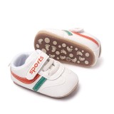 Cumpara ieftin Adidasi albi cu dungi colorate - Sports (Marime Disponibila: 6-9 luni (Marimea