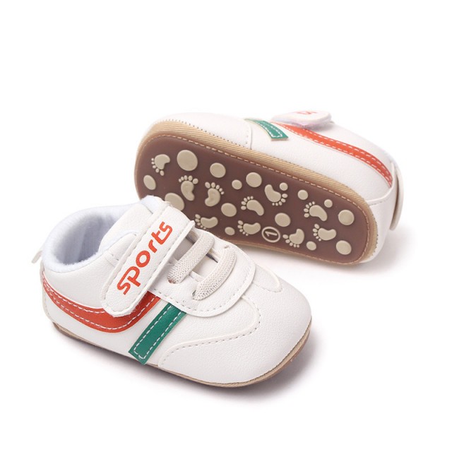 Adidasi albi cu dungi colorate - Sports (Marime Disponibila: 9-12 luni (Marimea