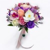 Buchet flori trandafiri &amp; orhidee real touch, personalizabil alb-mov. Aranjament floral durabil Eventissimi&reg;, cadou special/nuntă