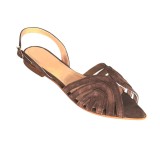 Sandale din piele intoarsa cu bareta la spate Ruby Mud
