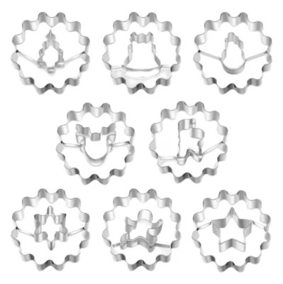 Set 8 forme pentru biscuiti, 5.7 x 5.7 cm, otel inoxidabil, argintiu foto