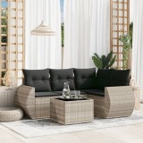 VidaXL Set canapele de grădină cu perne, 5 piese gri deschis poliratan
