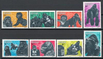 Rwanda 1983 Mi 1242/49 MNH - Gorile, fauna, maimute foto