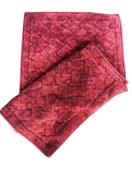 Set de 2 covorase pentru baie, bumbac 100%, Hamper Red