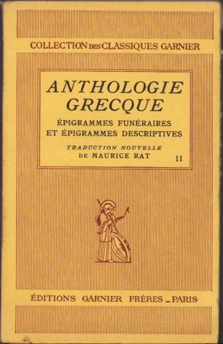 HST C1328 Anthologie grecque Epigrammes funeraires et epigramms descriptives