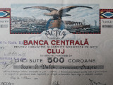 500 Coroane 1920 Banca Centrala Cluj / actiuni vechi /actiune veche Romania 7869