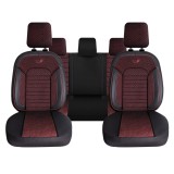 Cumpara ieftin Set Huse Scaune Auto pentru Audi A3 - Panda Belek, material textil cu piele ecologica, cu fermoare pentru bancheta rabatabila, visiniu cu negru, 11 pi