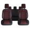Set Huse Scaune Auto pentru Audi A6 - Panda Belek, material textil cu piele ecologica, cu fermoare pentru bancheta rabatabila, visiniu cu negru, 11 pi
