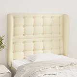vidaXL Tăblie de pat cu aripioare, crem, 103x23x118/128 cm, piele eco