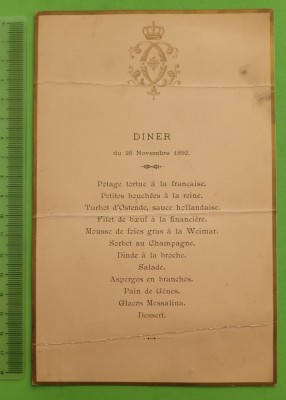 Meniu anul 1892 foto