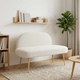 vidaXL Bancă tapițată cu spătar Crem 110 x 60 x 76 cm Boucl&eacute; 42040771