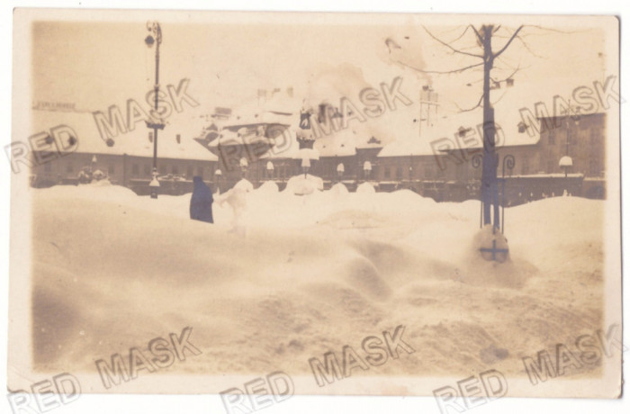 1438 - SIBIU, Market in winter, Romania - old postcard - used - 1923