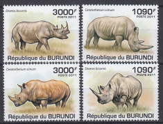 Burundi - Fauna Africana - RINOCERI - MNH foto