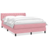Cumpara ieftin Pat box spring cu saltea, roz, 160x210 cm, catifea