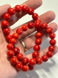 COLIER CORAL - Natural - Rosu - Bile Mari - L = 46cm - Vintage !