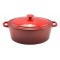 Oala de fonta emailata cu capac, rosie, 6.2 L, Perfect Home