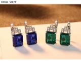 Cumpara ieftin Cercei din Argint 925 cu Cristal Emerald Cut si Detalii Zirconiu