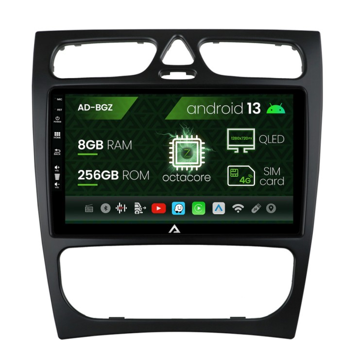 Navigatie Mercedes Benz C-Class W203 CLK W209 (2000-2005), Android 13, Z-Octacore 8GB RAM + 256GB ROM, 9 INCH - AD-BGZ9008+AD-BGRKIT416