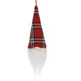 Ornament Brad Crăciun, Figurină Gnome, Căciulă Roșie/Gri, 5x11cm, Poliester, Oem
