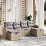 vidaXL Set canapele de grădină, 6 piese, cu perne, bej, poliratan