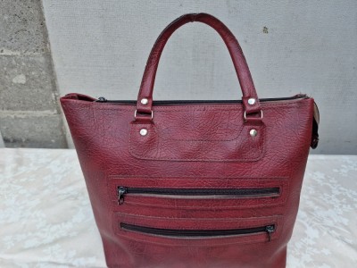 Geanta dama, Shopper, Sacosa, Poseta cu manere, Rosu, 38 x 30 cm foto