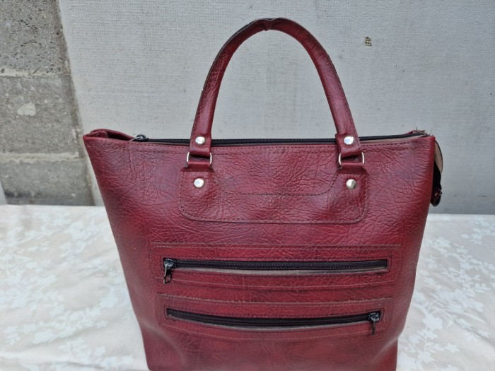 Geanta dama, Shopper, Sacosa, Poseta cu manere, Rosu, 38 x 30 cm