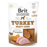 Brit Jerky Turkey Meaty Coins, recompense c&acirc;ini, Rondele carne Curcan, 80g