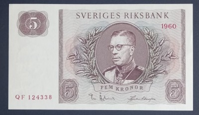 Suedia, 5 Kronor 1960, UNC. foto
