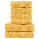 VidaXL Set de prosoape premium SOLUND, 6 piese, auriu, 600 g/m&sup2;
