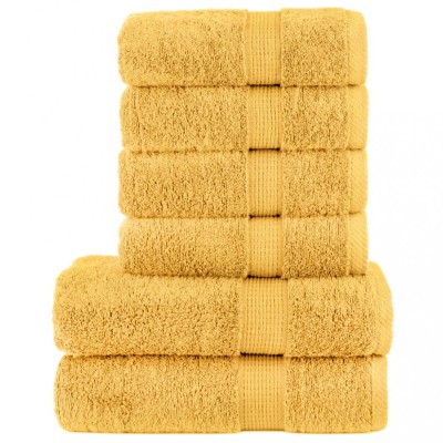 vidaXL Set de prosoape premium SOLUND, 6 piese, auriu, 600 g/m&amp;sup2; foto