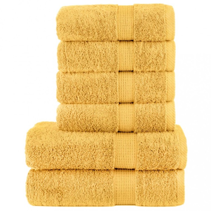vidaXL Set de prosoape premium SOLUND, 6 piese, auriu, 600 g/m&sup2;