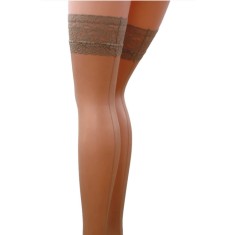 Ciorapi cu Autosustinere, Cusaturi Verticale, 17 DEN, Visone, M/L