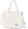 Geanta Dama Tote Broadream Alb Catifea Reiata, Umar/Mana, Compartimente, Ajustabila, 40x30cm, Laptop 15 inch - RESIGILAT