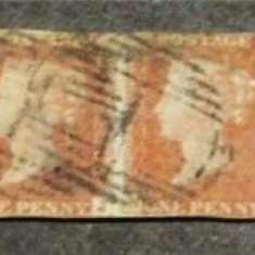 151-GB-ANGLIA-1841-Streif de 4 timbre stampilate,Mi 3