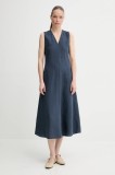Marc O&#039;Polo rochie din in culoarea bleumarin, midi, evazată, M04032421167