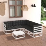 vidaXL Set mobilier de grădină cu perne, 6 piese, lemn masiv de pin 3076780