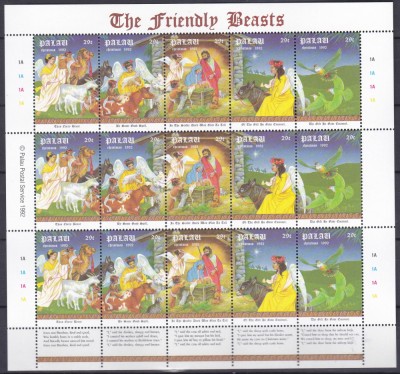 DB1 Pictura Palau Animale Magar Vaca Oaie Camila Craciun 1992 MS MNH foto