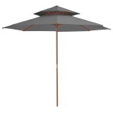 Umbrela Gradina Gossi Dubla Antracit, Lemn, 270 cm, Poliester