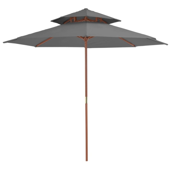 Gossi umbrela de soare dubla, stalp din lemn, 270 cm, antracit