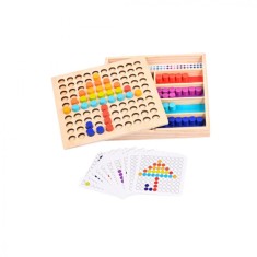 Joc educativ mozaic cu piese cilindrice din lemn, 3 ani+