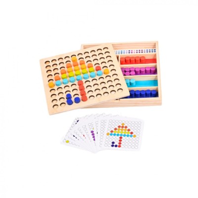 Joc educativ mozaic cu piese cilindrice din lemn, 3 ani+ foto
