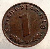2.556 GERMANIA WWII 1 REICHSPFENNIG 1939 D, Europa, Bronz