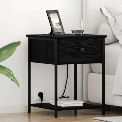 vidaXL Dulap de noapte Stejar negru 42 x 41 x 56 cm Lemn compozit foto